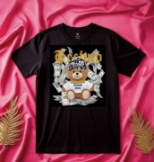 Czarna  męska  koszulka z nadrukiem Misia