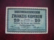 POLSKA BANKNOT /Poznań 20 kopiejek 1916 r.