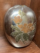 wazon metalowy,  lata 70, zdobienia miedzią kwiaty, ? mokume gane ?