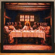 Obraz haftowany krzyżykowo – „Ostatnia Wieczerza” – 50x50 cm