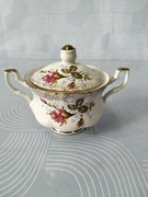 Duża cukiernica porcelana złota róża 