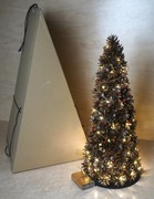 Choinka z szyszek ze światełkami, dekoracja stołu, rękodzieło