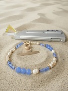 Biżuteryjna smycz do telefonu Perła barokowa i kamień rzeczny,Mattè Prism