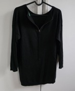 Benetton sweter damski Czarny M Italy z suwakiem na plecach basic smart cas