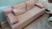 Trzyosobowa sofa model "LEON" różowa rozkładana z pojemnikiem 