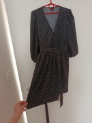 Czarna kopertowa elegancka sukienka w małe kropki VERO MODA M 38