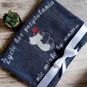 Ręcznik z haftem,  śmieszny prezent , prezentowy box , màz  żona  