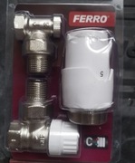 Zestaw termostatyczny kątowy Ferro ZTM21 zawory z głowicą GT20