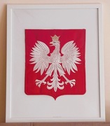 Godło orzeł Polska 530x430 mm [320x280 mm] w białej ramie PIĘKNE