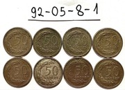 Moneta 50 groszy 1992 rok ZESTAW 92-05-8-1 = 8 szt. 