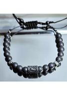 BRANSOLETKA KAMIEŃ WOJOWNIKÓW SZARY HEMATYT STAL 316L WUNJO WALENTYNKI 
