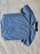 H&M 110 cm 5lat koszula chłopięca niebieska wizytowa palmy krótki rękaw