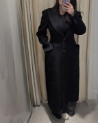 53%wełna długi klasyczny elegancki taliowany płaszcz Zara XL42 kołnierzklap