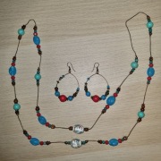 Komplet korale i kolczyki, kolorowe