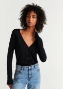 Sweter kardigan na guziki czarny MANGO 36 S