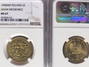 2 ZŁ1998 ADAM MICKIEWICZ NGC MS67 ! 2 MAX SKRĘTKA