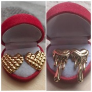 2 pary kolczyki serca serduszka kolor złoty wkręty sztyfty stal okazja