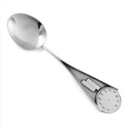 Srebrna klasyczna łyżeczka z zegarem - prezent na chrzest