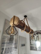 Lampa sznur jutowy 2xe27 belka rustykalna loft handmade klosze