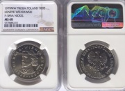 100 ZŁ Próba NIKIEL HENRYK WIENIAWSKI 1979 NGC MS68 PIĘKNA