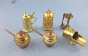 Zestaw mosiężnych miniaturek 6 sztuk Miniaturka zegar klepsydra...
