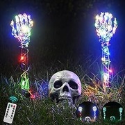 Świecący szkielet na Halloween, zestaw czaszka + ręce + łańcuchy LED