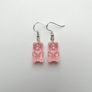 kolczyki misie pudrowy róż transparentne