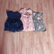 Sukienki na lato różne marki 9-12m 74-80cm 3 szt  