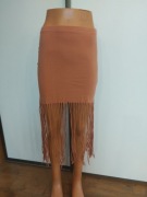 Boohoo spódnica boho z frędzlami midi rdzawa terakota XS S festival