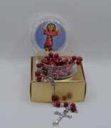 PACHNĄCY RÓŻANIEC Dzieciątko Jezus Drewniany + ZŁOTE PUDEŁKO