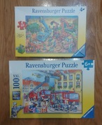 Zestaw puzzli plac budowy i pożar/ strażacy