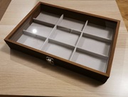 Piękny drewaniany organizer pudełko na biżuterię z pokrywą 