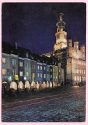 Poznań nocą - Stary Rynek - Ratusz, domki budnicze ...