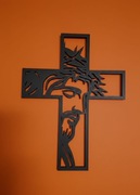 Krzyż Ścienny 3D – Oblicze Jezusa – Nowoczesny Design – Wybierz Kolor!