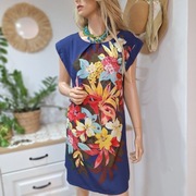 Kate Thomas sukienka 38 / 10 granatowa kwiaty kolorowe prosta