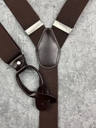 NOWE szelki na guziki męskie brązowe brąz do spodni vintage retro