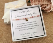 Pamiątka pierwszej Komunii Świętej komunia bransoletka grawer imię kamienie