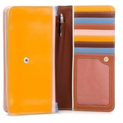 Portfel włoski damski MyWalit miękka skóra brązowy czerwony