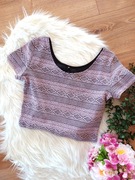 Fioletowy w azteckie wzory croptop H&M 38M bluzka z krótkim rękawem