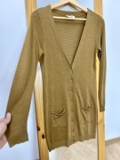 Massimo Dutti kardigan damski brązowy lekki cienki wiosna długi kieszenie