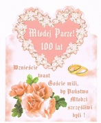 Naklejki na wódkę weselną "Młodej Parze 100 lat" 10 szt.
