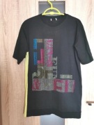 Czarna koszulka t-shirt z cekinami rozmiar L
