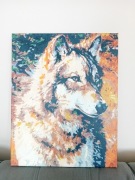Ręcznie namalowany obraz wilk 40 x 50 cm na ramie 
