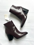 ZARA botki burgundowe słupek szpic skóra eko NOWE 38