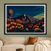 Hiszpania - El Teide – Górski pejzaż Teneryfy w stylu Art Deco 60x40cm
