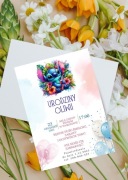 Zaproszenie stitch urodziny koperta biała