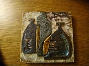 Butelki plakieta kafel ścienny Helmut Schaffenacker 23x23cm lata 60. Niemcy