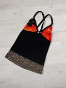 Top vintage panterka styl YK2 czarna pomarańczowa panterka rozmiar XS