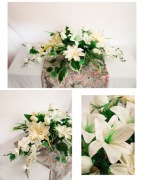 Biała kompozycja kwiatowa w betonowej misie 80 cm – elegancka dekoracja