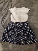 Sukienka biało-granatowa 5-6 lat 116cm